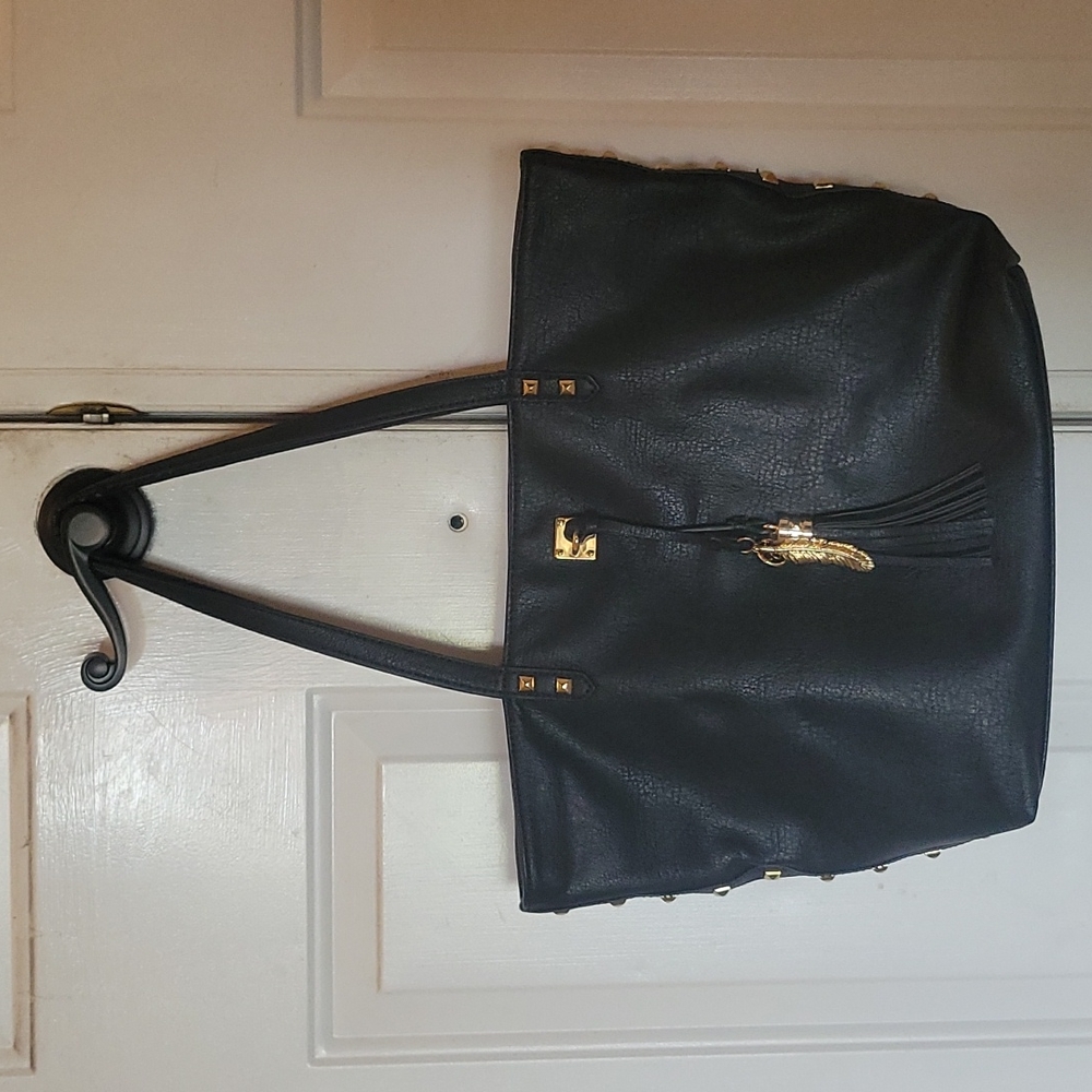 Jessica Simpson, Large Tote, Black with gold hardware
